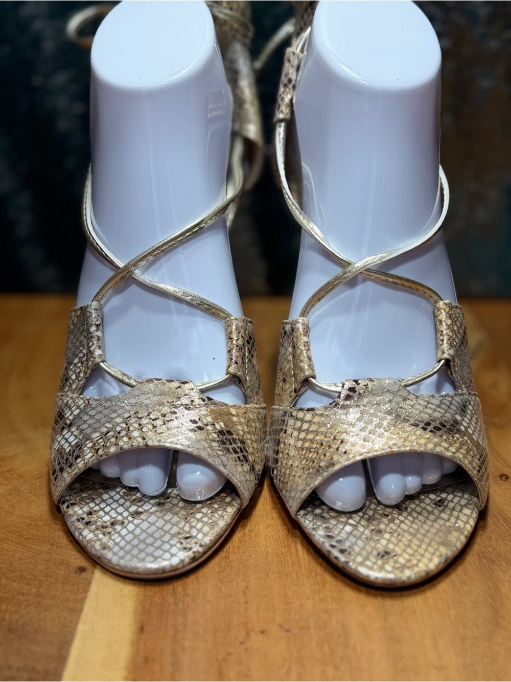 Bebe Rare Archival 2010s McBling Betinna Gladiator Heels Snakeskin 9 NWOT - Picture 14 of 15